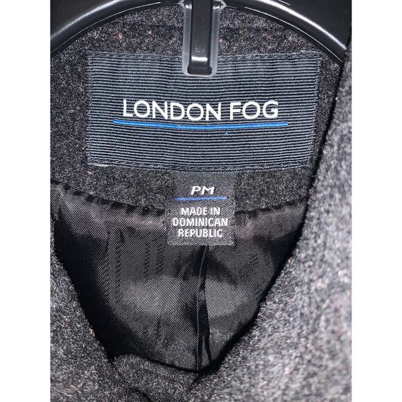 London Fog Vintage Black Wool Button Front Mid Length Women Coat Petite Medium - Picture 3 of 6